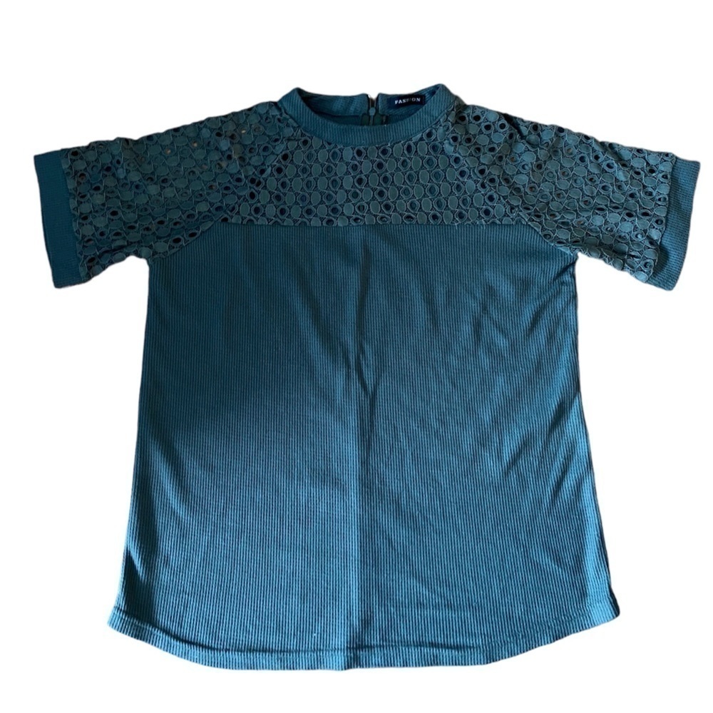 Women’s Green Lace Detailed Short Sleeve Shirt